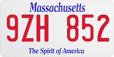 MA license plate 9ZH852