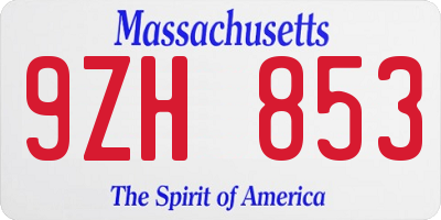 MA license plate 9ZH853