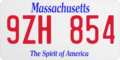 MA license plate 9ZH854