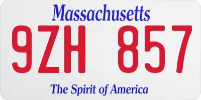 MA license plate 9ZH857