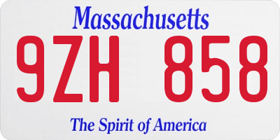 MA license plate 9ZH858