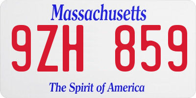 MA license plate 9ZH859