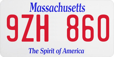 MA license plate 9ZH860