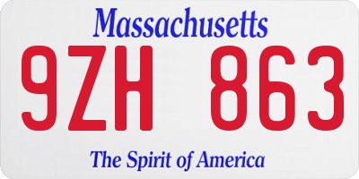 MA license plate 9ZH863