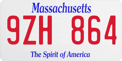 MA license plate 9ZH864