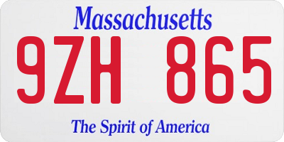 MA license plate 9ZH865