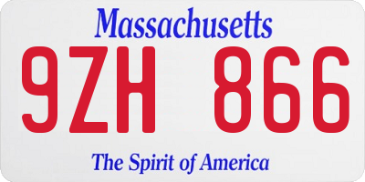 MA license plate 9ZH866