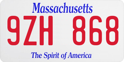 MA license plate 9ZH868