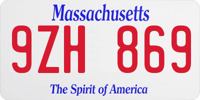 MA license plate 9ZH869