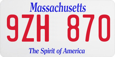 MA license plate 9ZH870