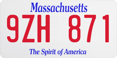 MA license plate 9ZH871