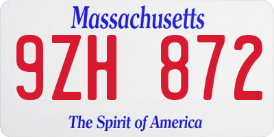 MA license plate 9ZH872