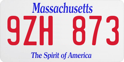 MA license plate 9ZH873