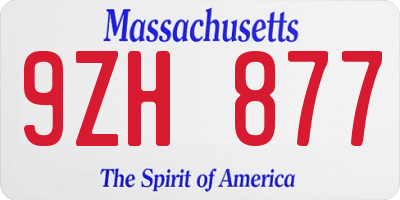 MA license plate 9ZH877
