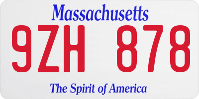 MA license plate 9ZH878