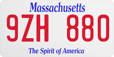 MA license plate 9ZH880