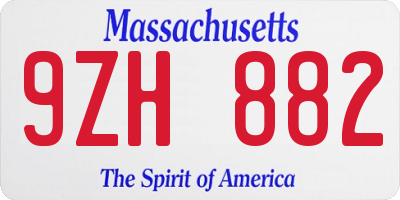 MA license plate 9ZH882