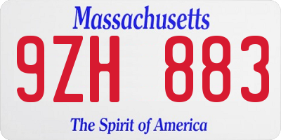 MA license plate 9ZH883
