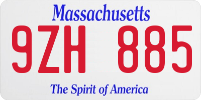 MA license plate 9ZH885