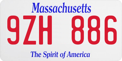 MA license plate 9ZH886