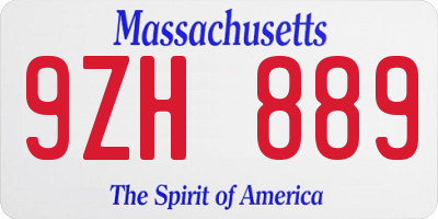 MA license plate 9ZH889