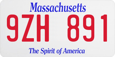MA license plate 9ZH891