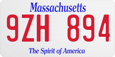 MA license plate 9ZH894