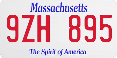 MA license plate 9ZH895