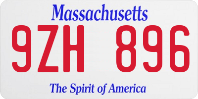 MA license plate 9ZH896