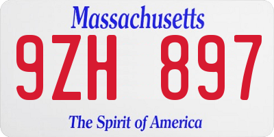 MA license plate 9ZH897