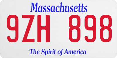 MA license plate 9ZH898