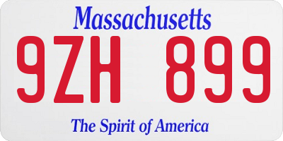 MA license plate 9ZH899