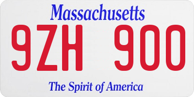 MA license plate 9ZH900