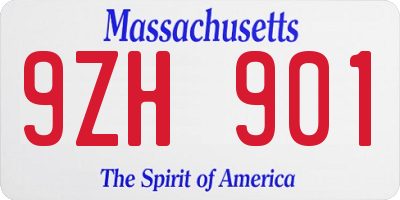 MA license plate 9ZH901