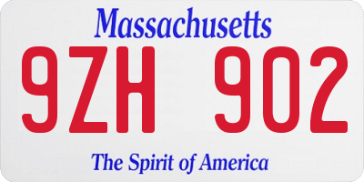 MA license plate 9ZH902