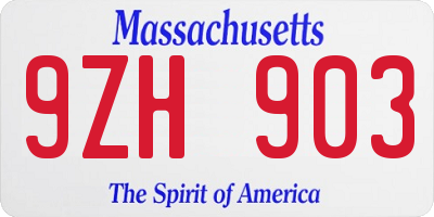 MA license plate 9ZH903