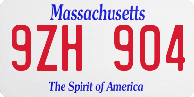 MA license plate 9ZH904