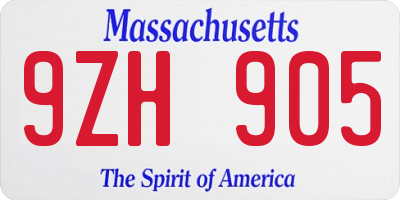 MA license plate 9ZH905