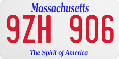 MA license plate 9ZH906