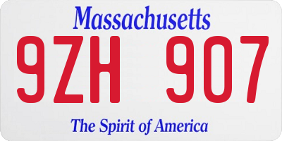 MA license plate 9ZH907