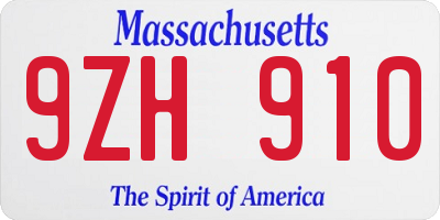 MA license plate 9ZH910