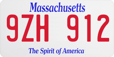 MA license plate 9ZH912