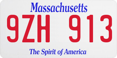 MA license plate 9ZH913