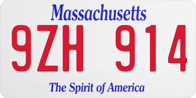 MA license plate 9ZH914