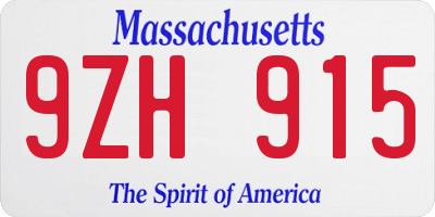 MA license plate 9ZH915