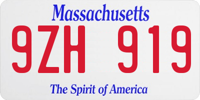 MA license plate 9ZH919