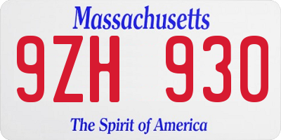 MA license plate 9ZH930