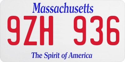 MA license plate 9ZH936