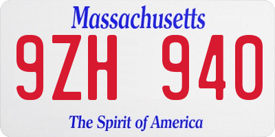 MA license plate 9ZH940