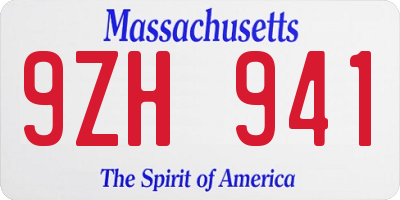 MA license plate 9ZH941